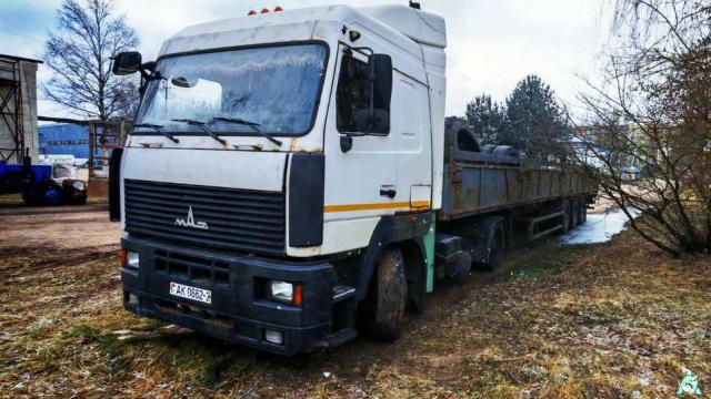 Единый лот: автомобиль грузовой седельный тягач МАЗ-5440А8-360-031, 2014 г.в., рег. знак АК 0662-2 с полуприцепом бортовым МАЗ 975800-2010, 2015 г.в., рег. знак А 8000 А-2 (Витебская обл., г.Витебск, ул. Ленинградская, 193А)